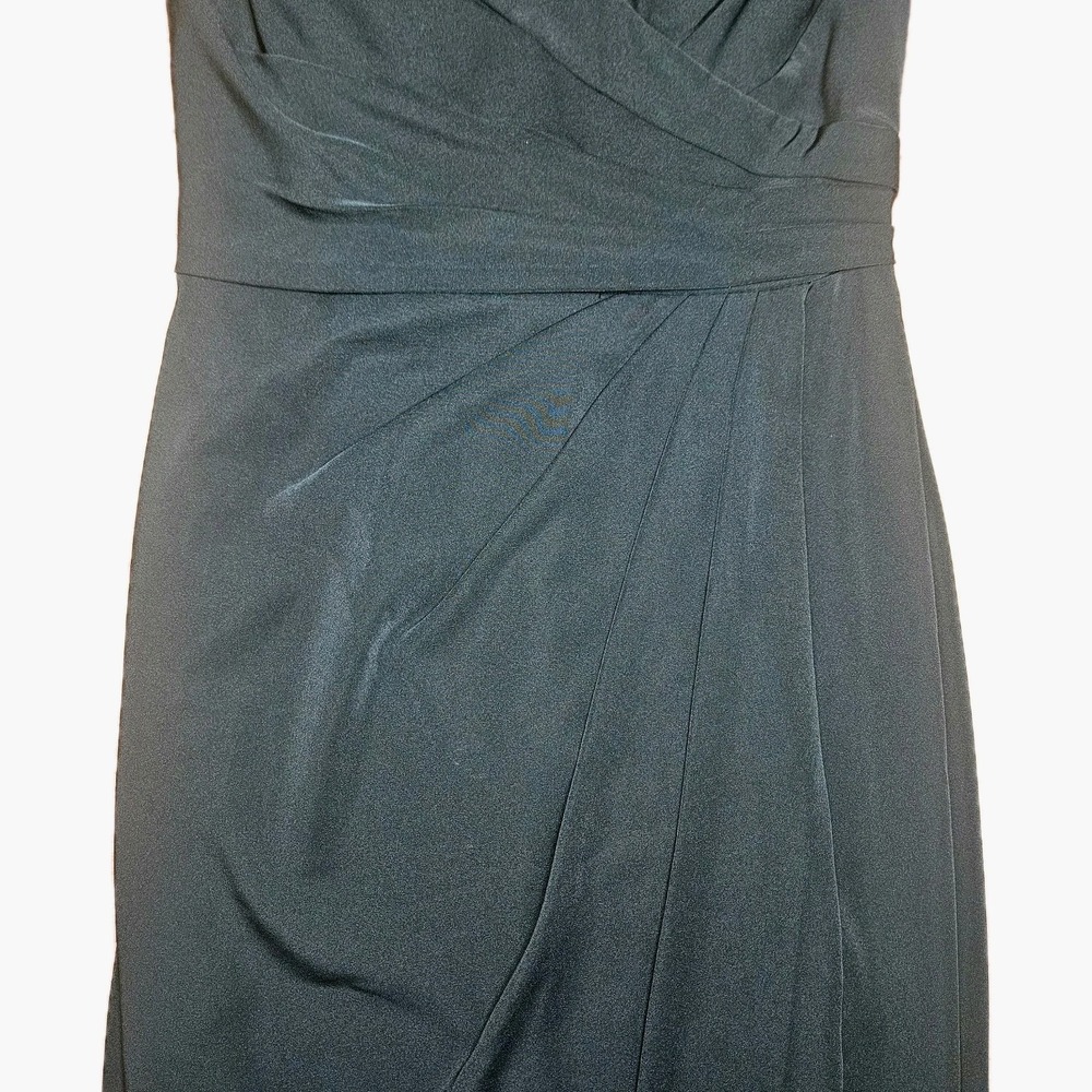 La Femme Dress Gown 4 Green Off Shoulder Ruched Jersey Column Long Formal Zip - Picture 7 of 9